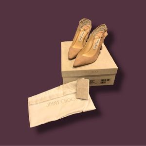 Jimmy Choo Erin 85 Sue | 247 Ballet Pink Suede Slingbacks, Size 38.5